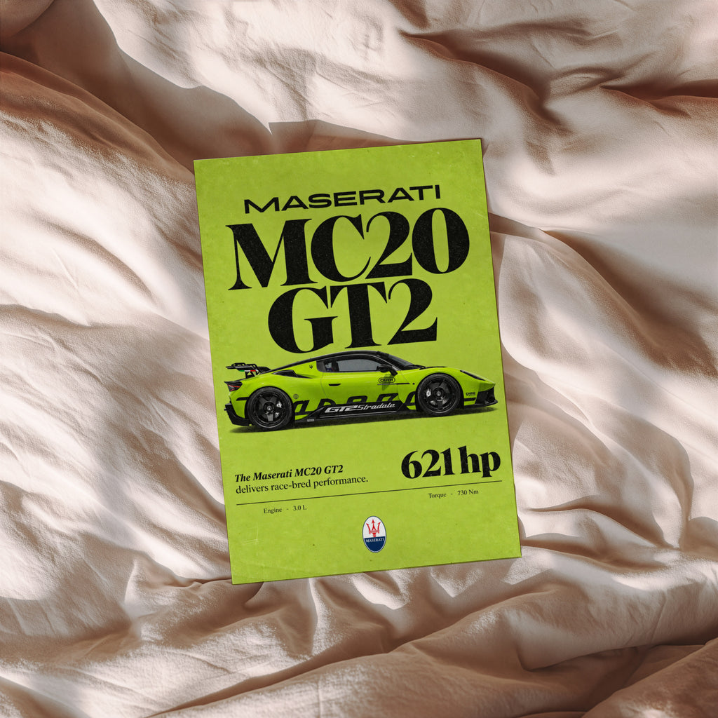 Vintage Maserati MC20 GT2 Print, Supercar Art