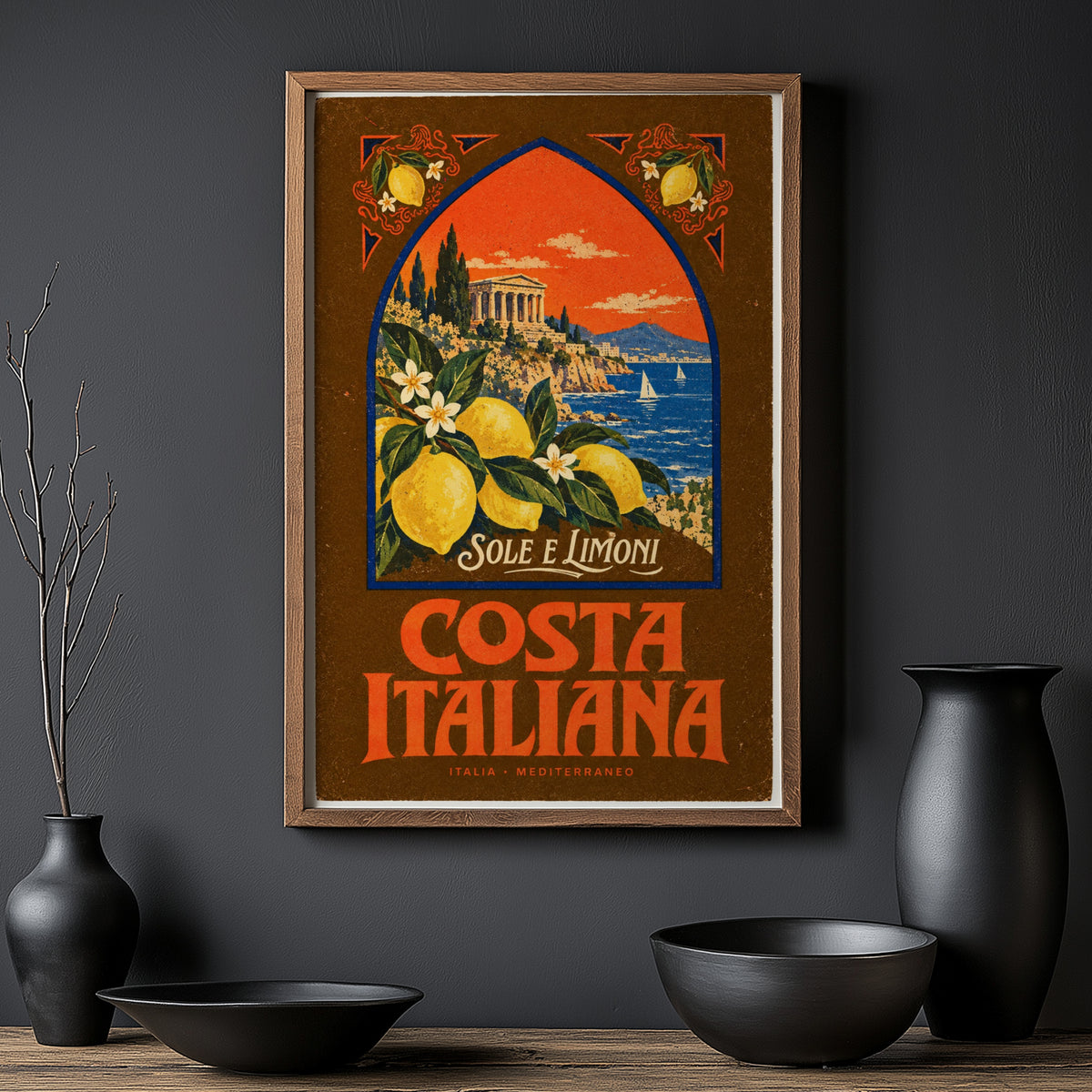Vintage Italy Costa Italiana Print, Lemon Poster