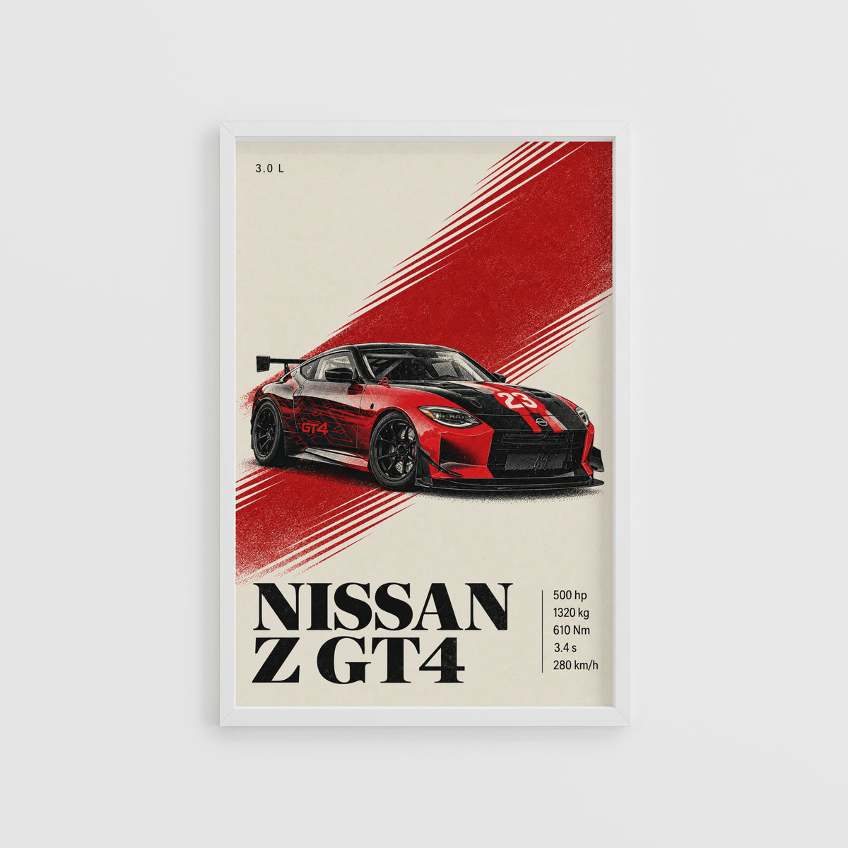 Vintage Nissan Z GT4 Print, Racing Car Wall Art