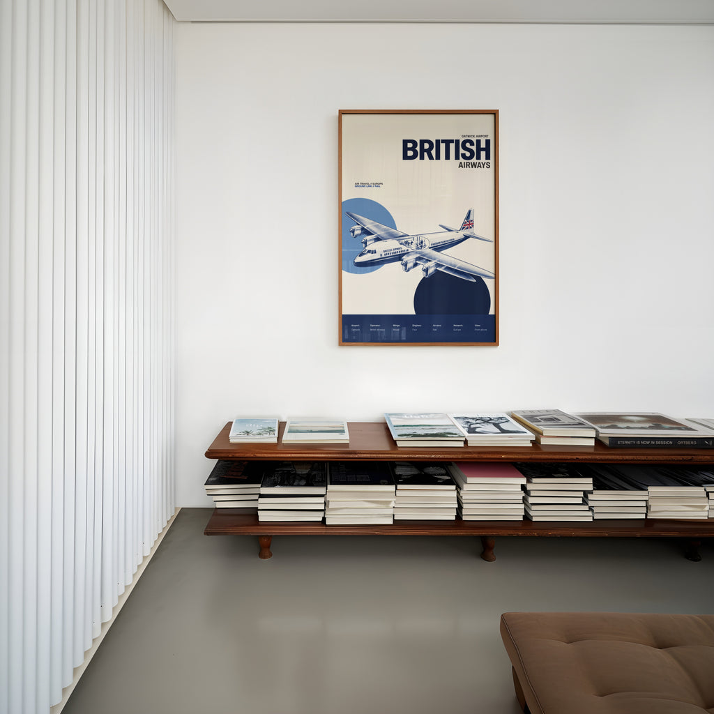 Vintage British Airways Poster, Gatwick Aviation Print