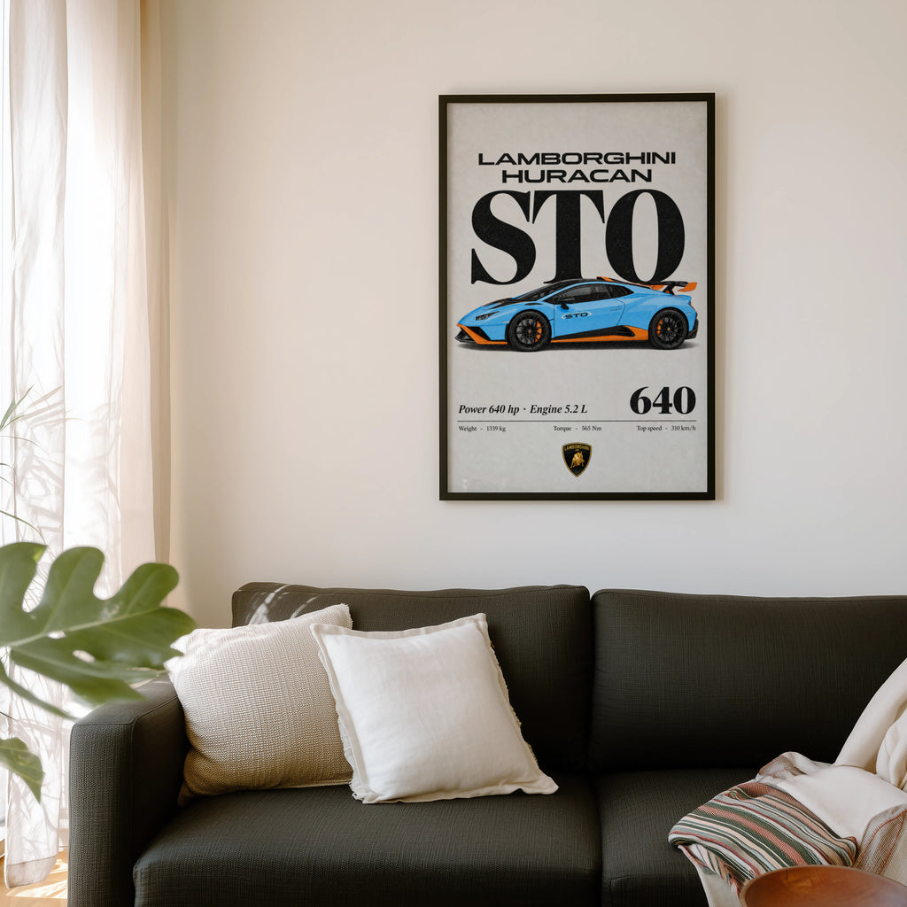Vintage Lamborghini Huracan STO Print Wall Art