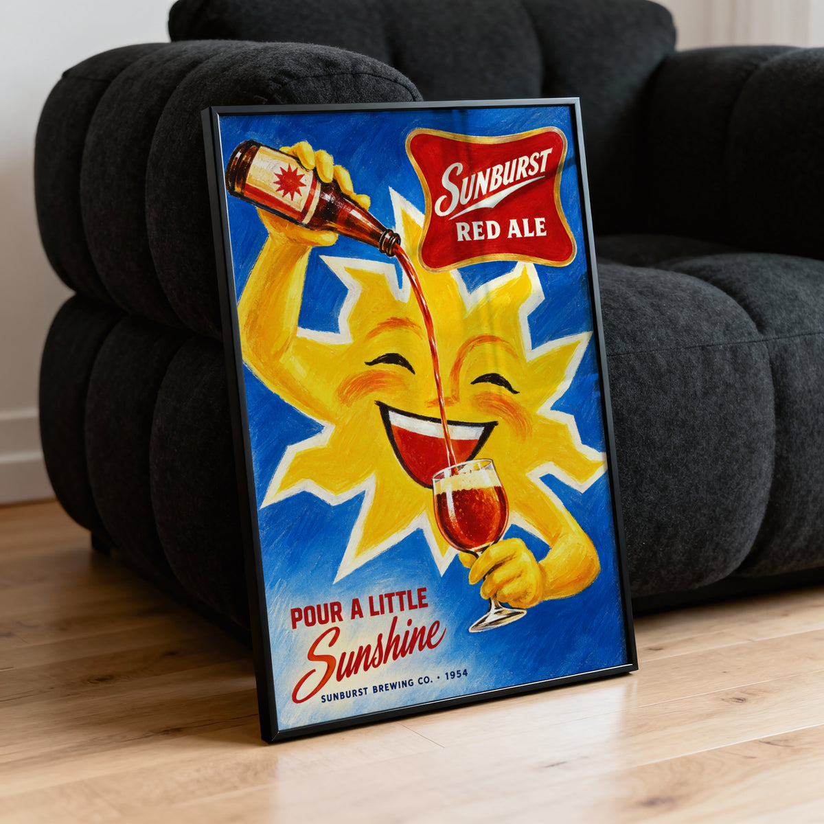Vintage Sunburst Red Ale Beer Print, Retro Poster