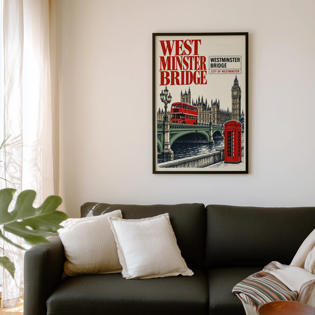 Vintage Westminster Bridge Poster, London Wall Art Print