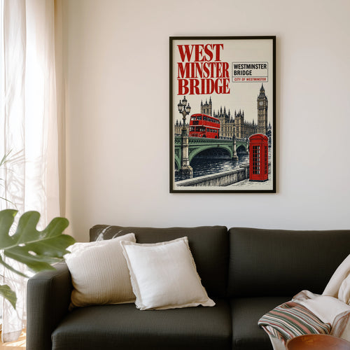 Vintage Westminster Bridge Poster, London Wall Art Print