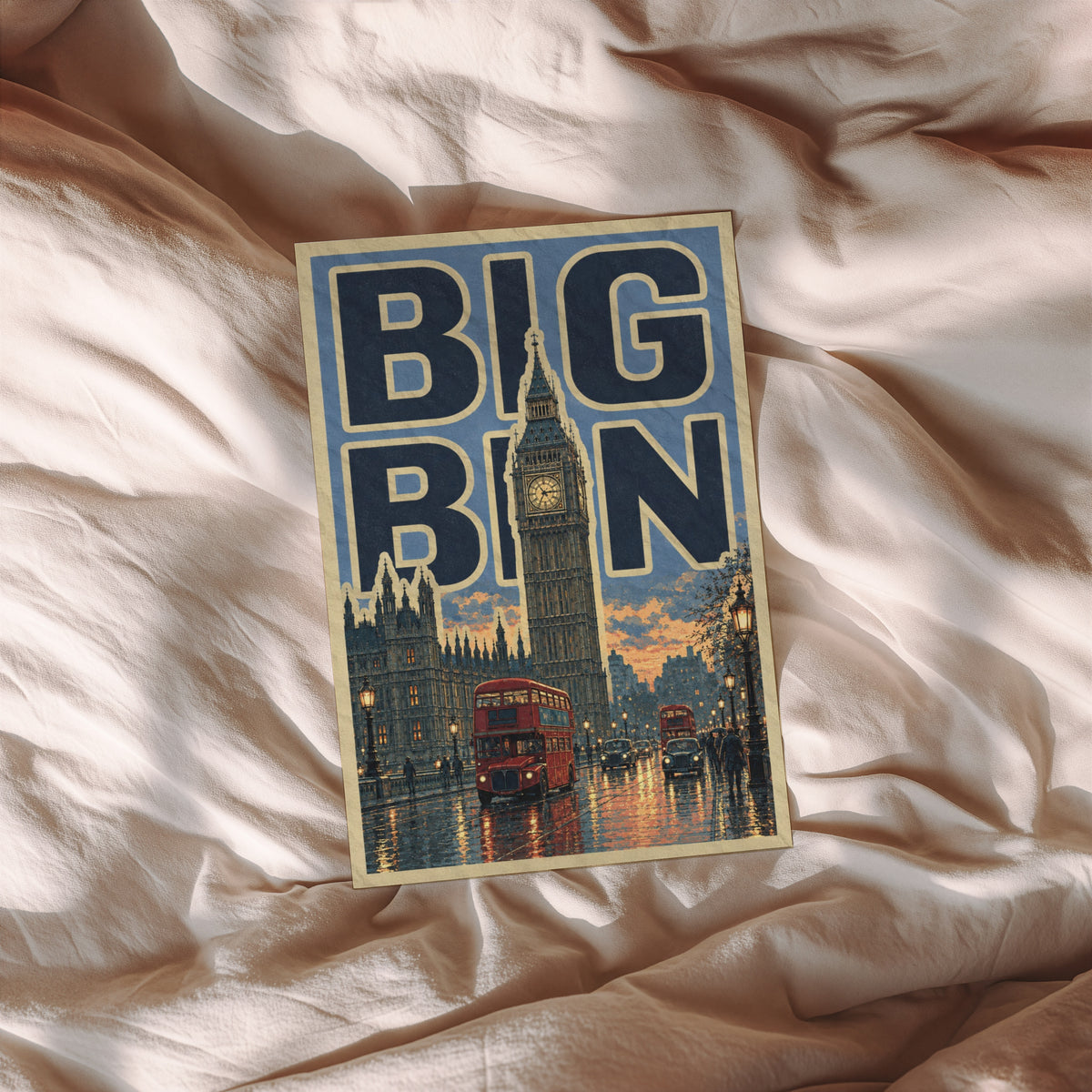 Vintage Big Ben Poster, London Wall Art, Westminster Print