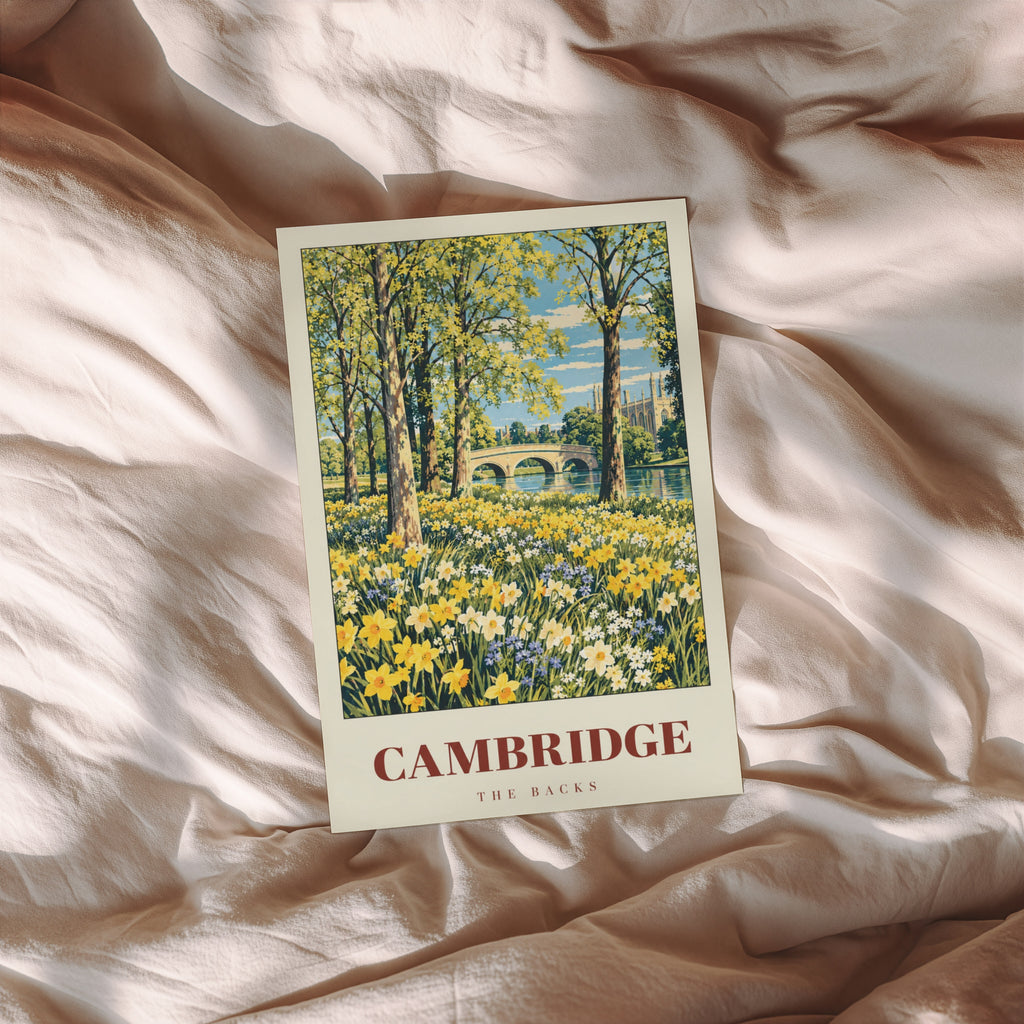 Vintage Cambridge Poster, The Backs Print, Spring Wall Art