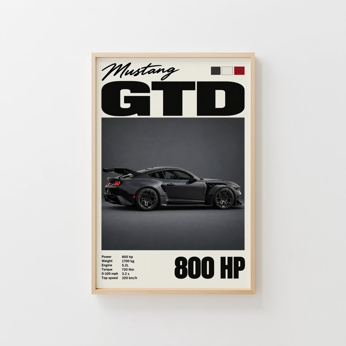 Vintage Print, Mustang GTD Car Wall Art
