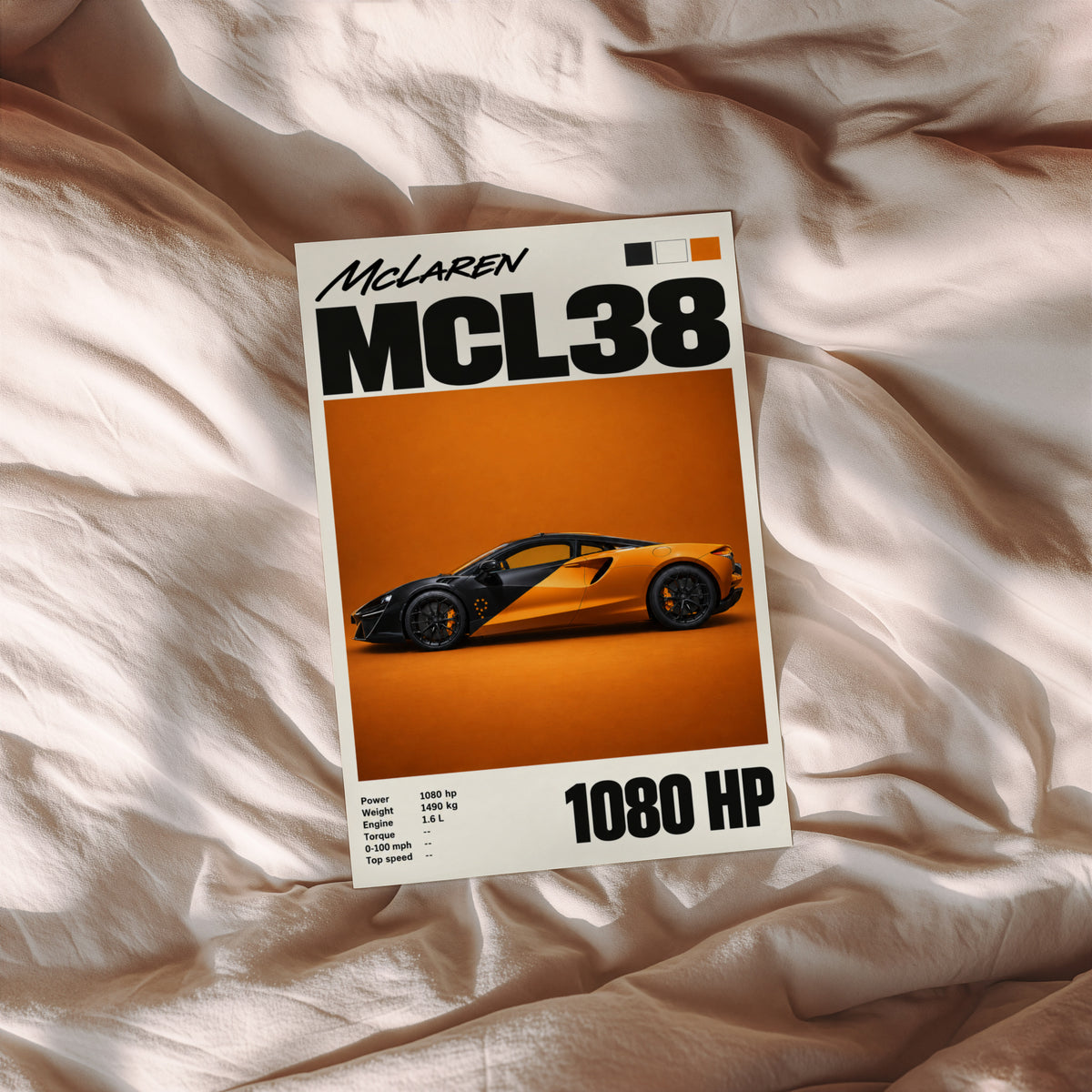Vintage McLaren MCL38 Print, Supercar Wall Art