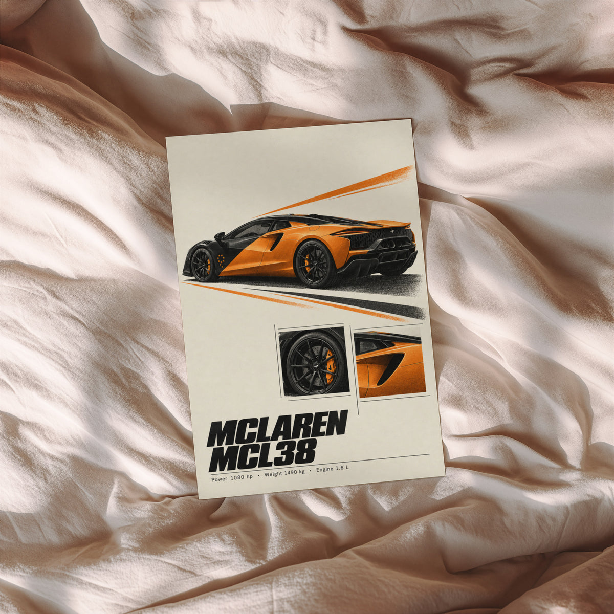 Vintage McLaren Car Print, Supercar Wall Art
