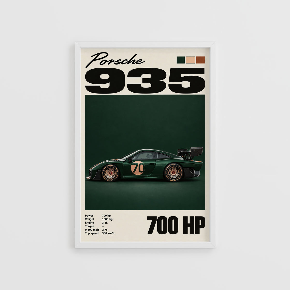Vintage Porsche 935 Print, Racing Green Car Art