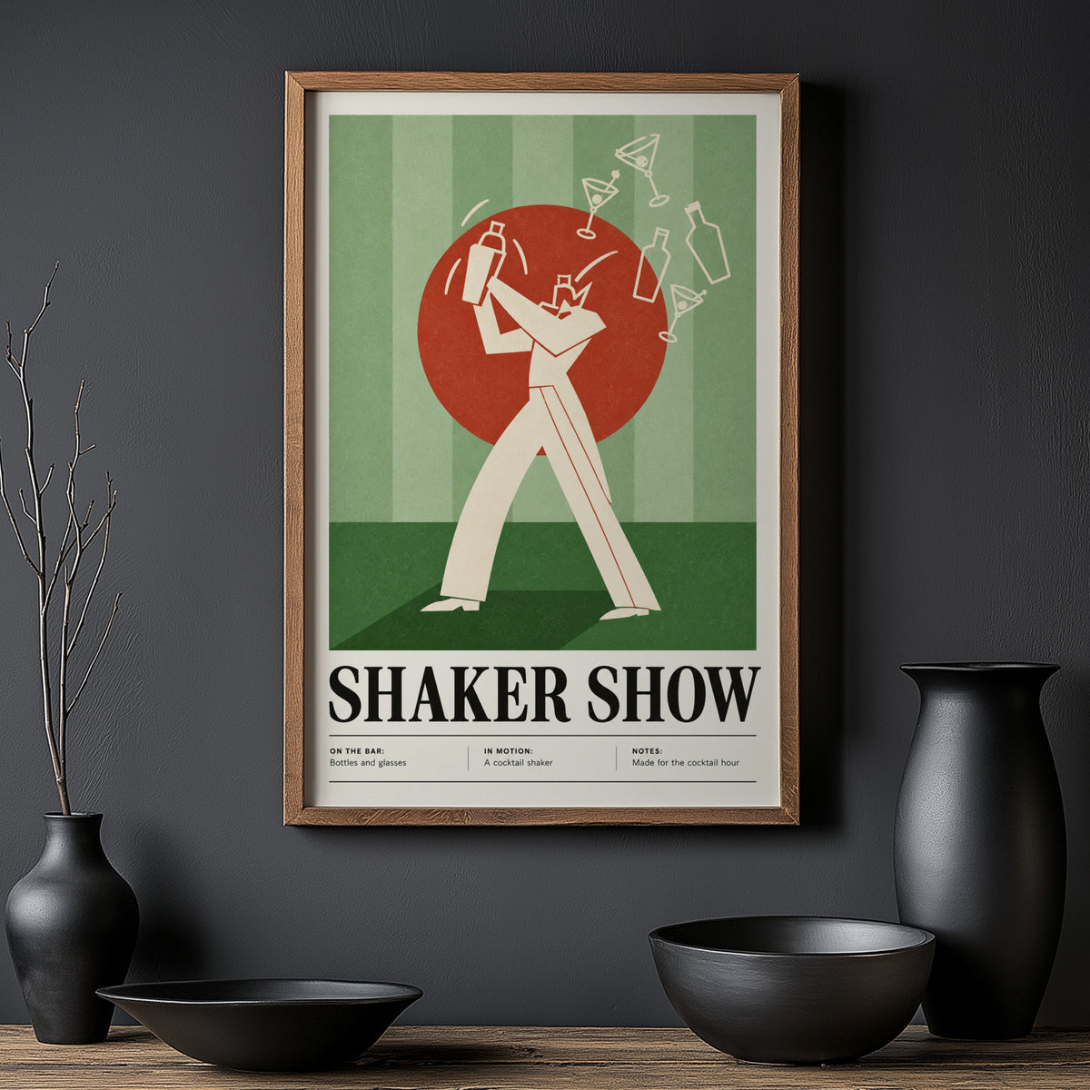 Vintage Cocktail Print Poster, Retro Bar Wall Art