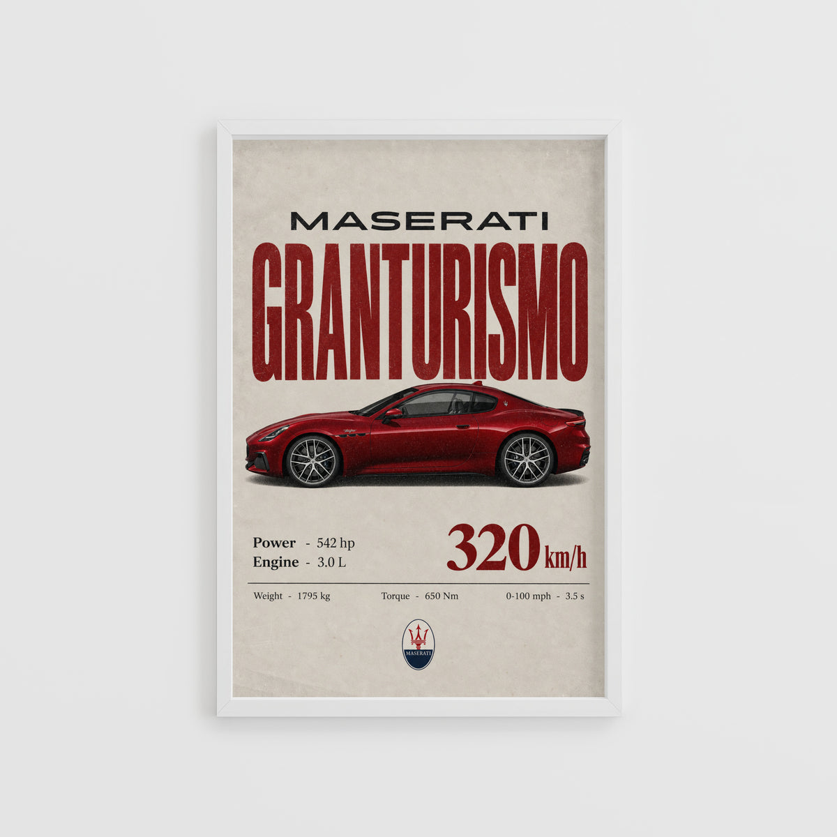 Vintage Maserati GranTurismo Print, Car Wall Art
