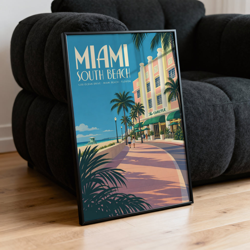 Vintage Miami Beach Poster, Art Deco Wall Art Print