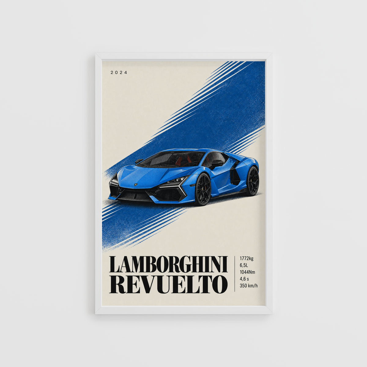 Vintage Lamborghini Revuelto Print, Supercar Wall Art