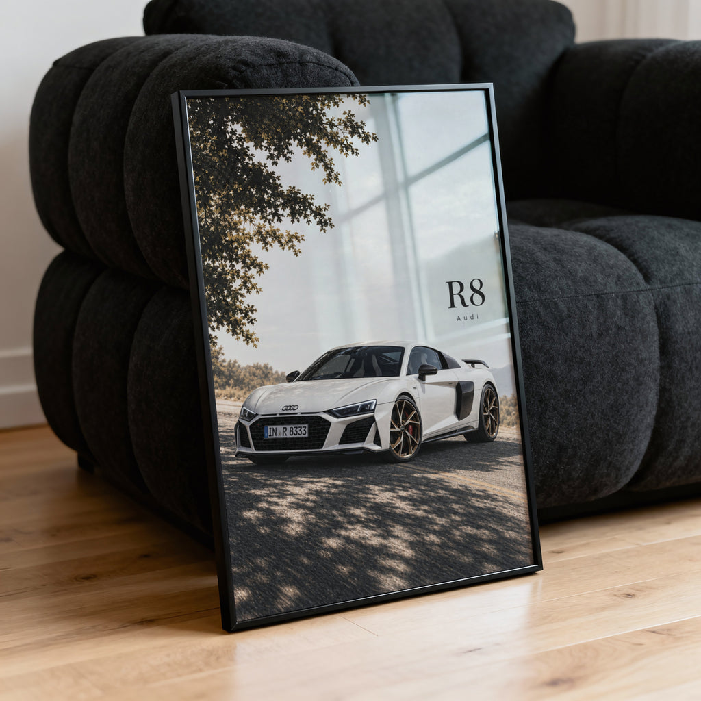 Vintage Audi R8 Car Print, Supercar Wall Art
