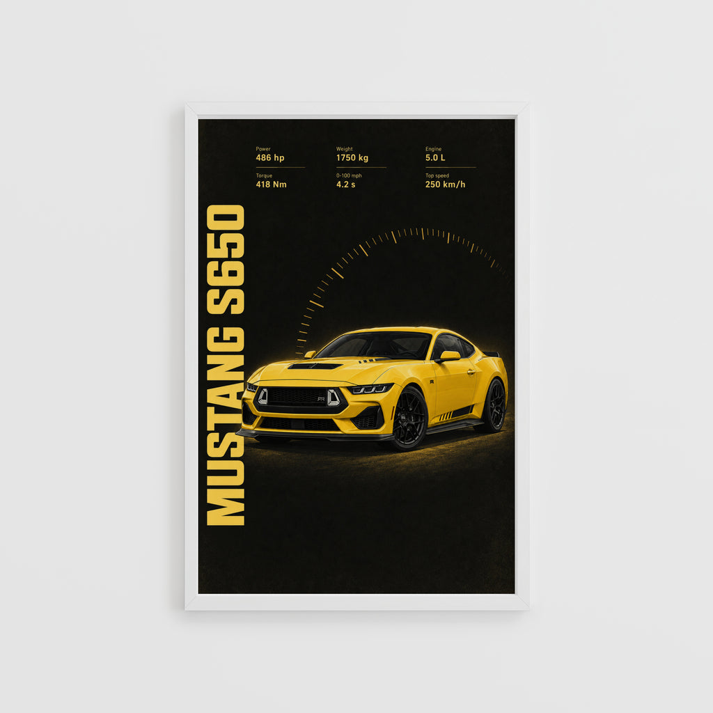 Vintage Mustang S650 Print, Muscle Car Wall Art