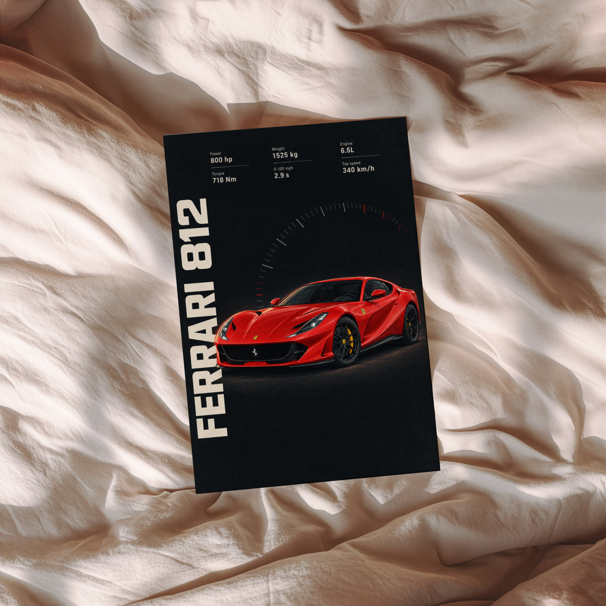 Vintage Ferrari 812 Print, Supercar Wall Art