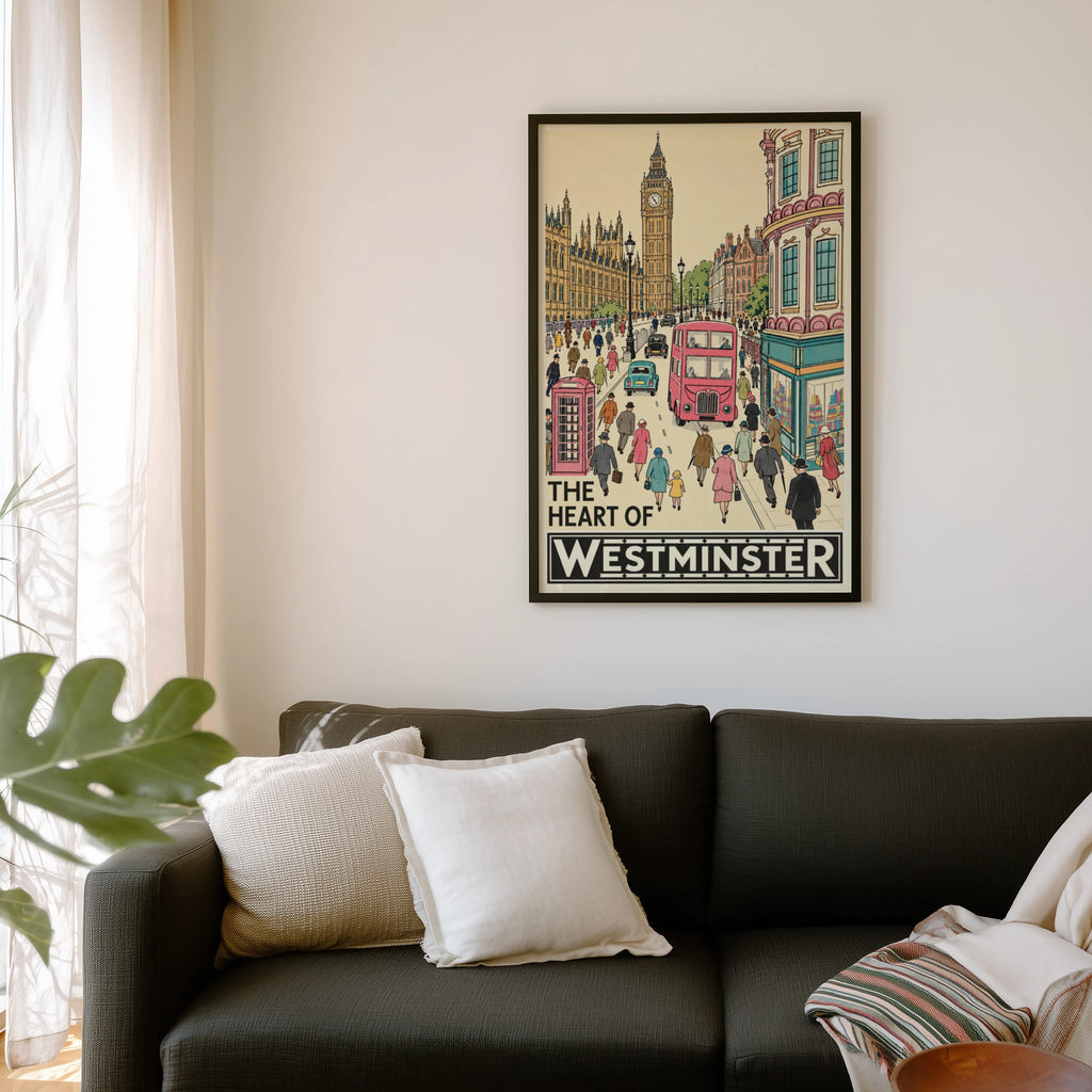 Vintage Westminster London Poster, Big Ben Wall Art, Print
