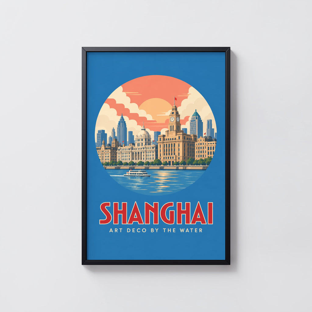 Vintage Shanghai Poster, Art Deco Bund Wall Art, Print