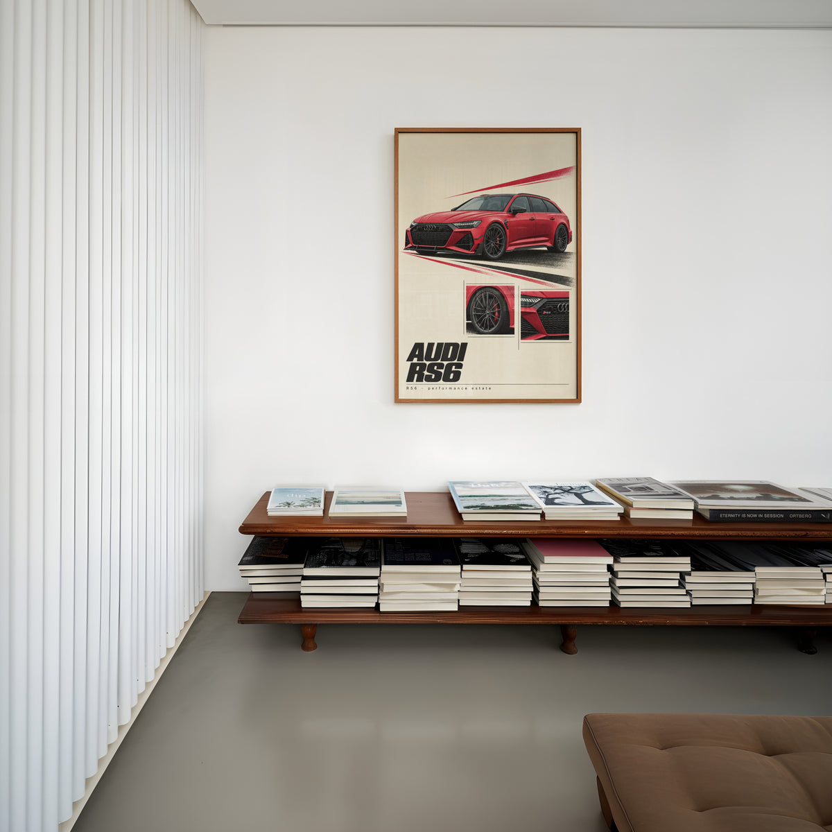 Vintage Audi RS6 Avant Print, Red Estate Car Wall Art