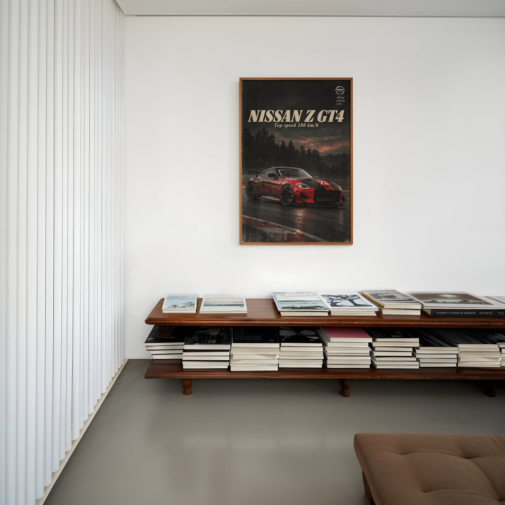 Vintage Nissan Z GT4 Print, Racing Car Wall Art