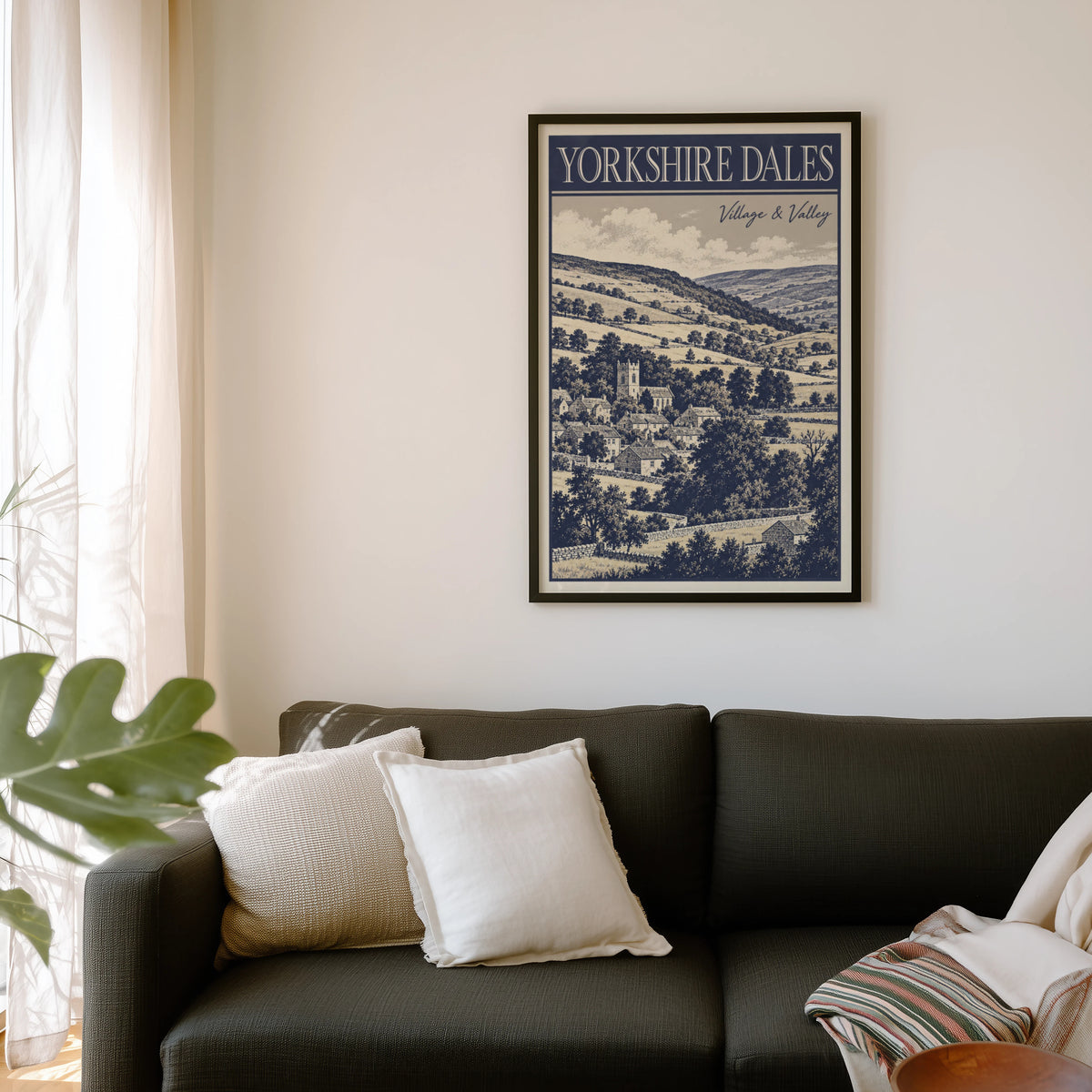 Vintage Yorkshire Dales Poster, Village Wall Art, Print