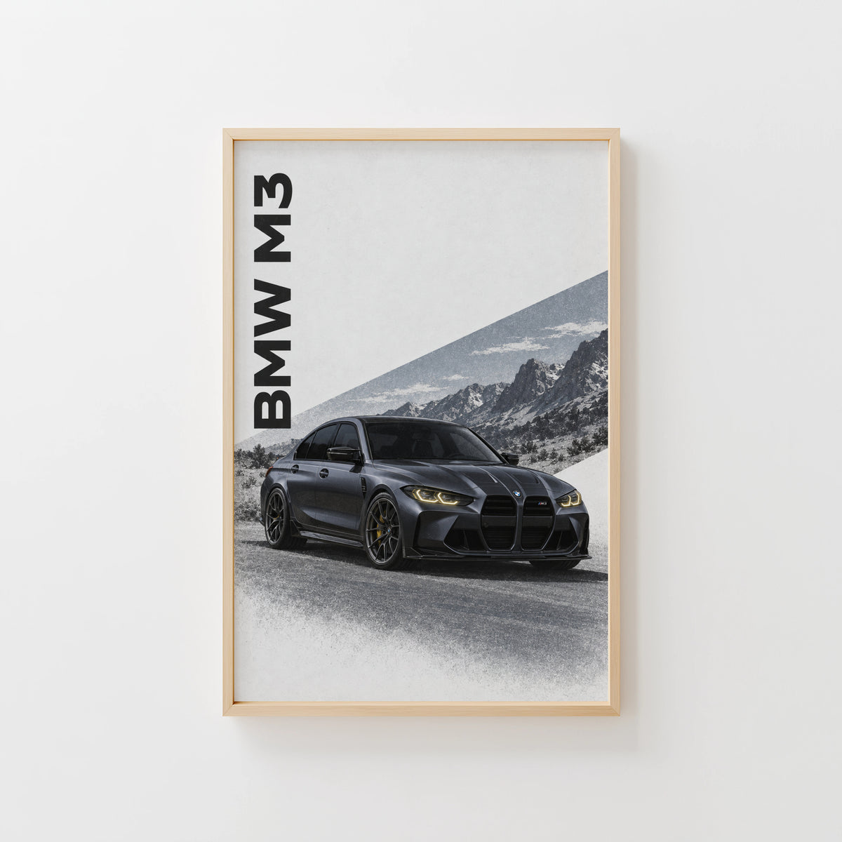 Vintage BMW M3 Print, Car Wall Art, Mountain