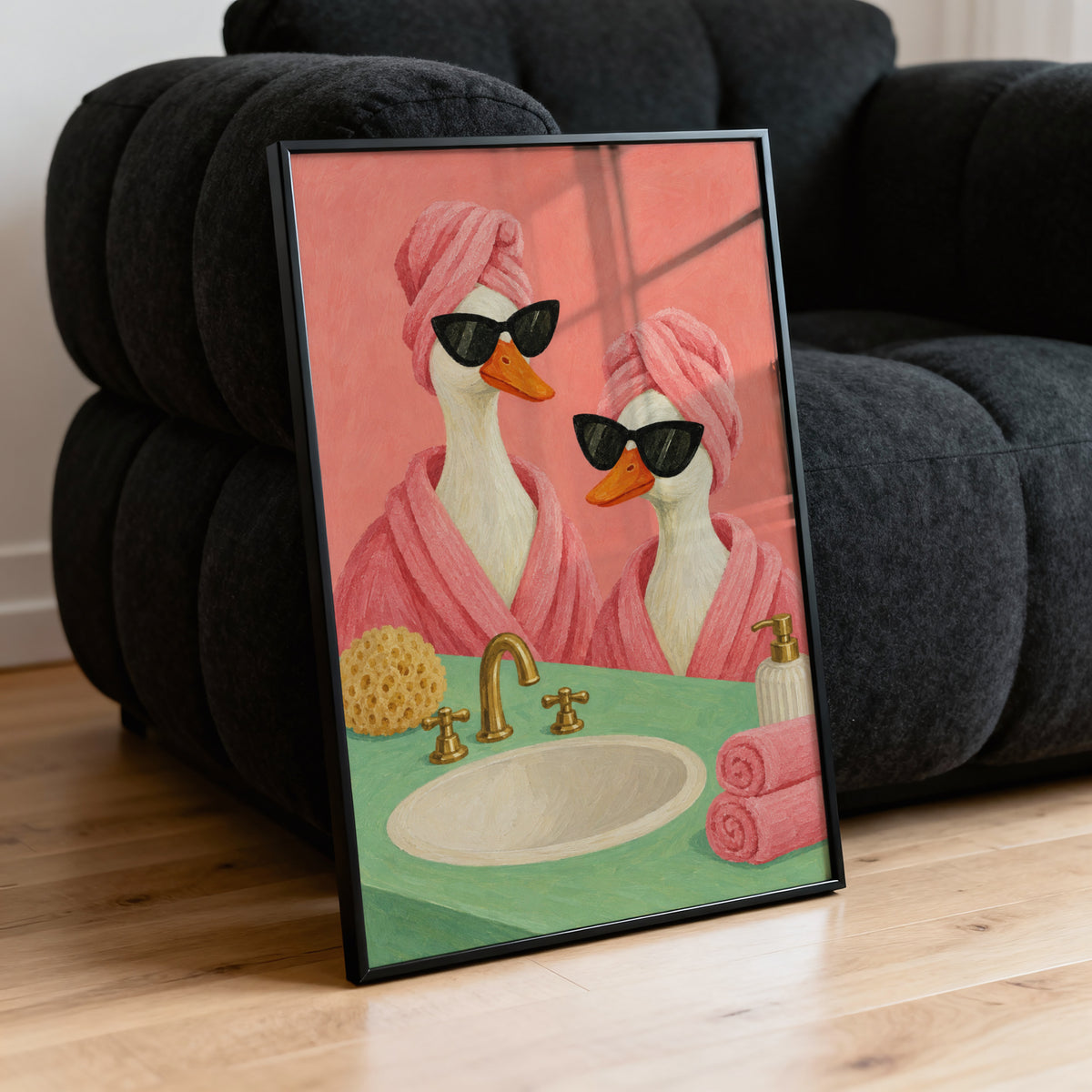Vintage Bathroom Duck Print and Poster, Funny Wall Art