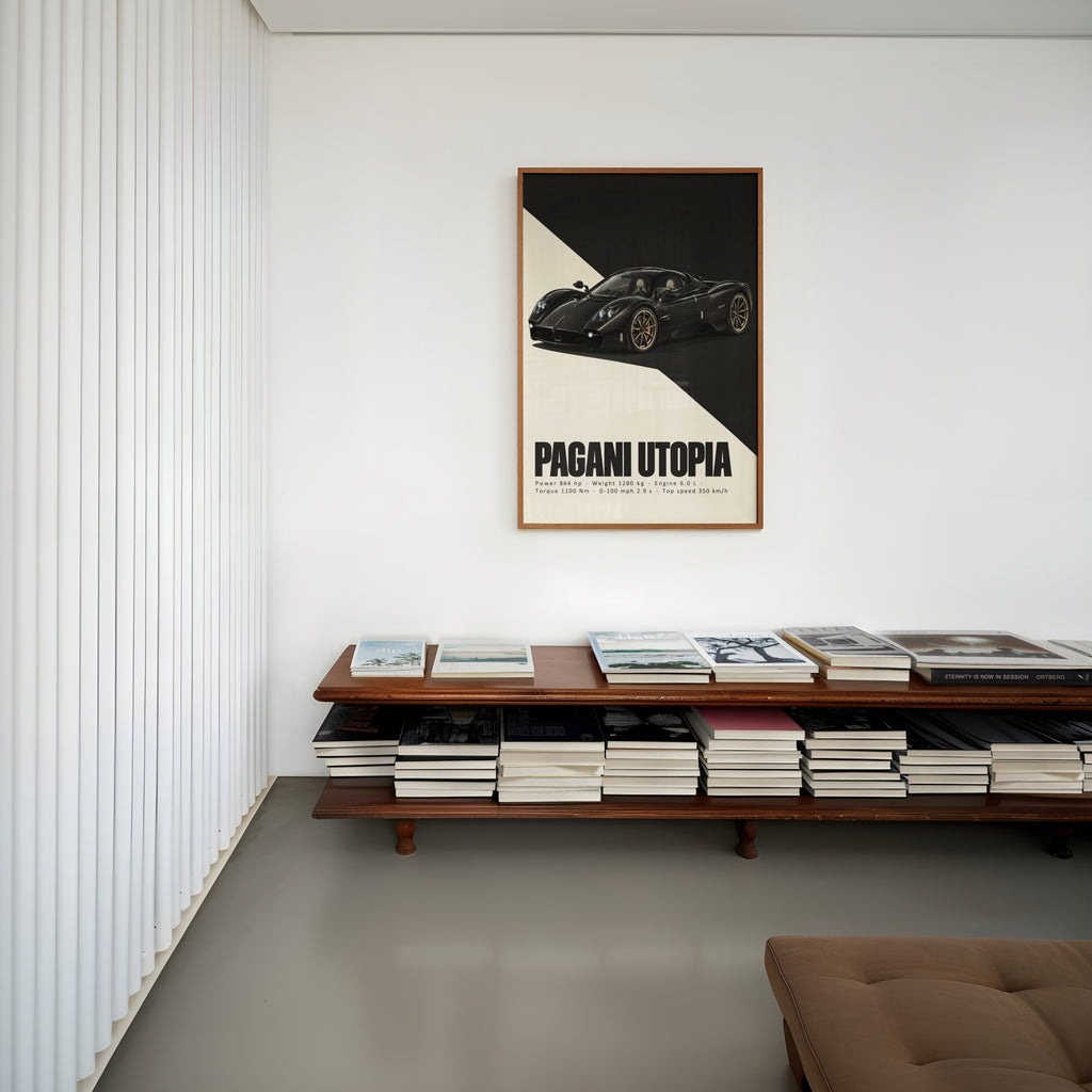Vintage Pagani Utopia Print, Supercar Wall Art