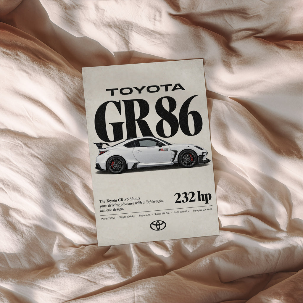 Vintage Toyota GR86 Print, Car Poster, Wall Art