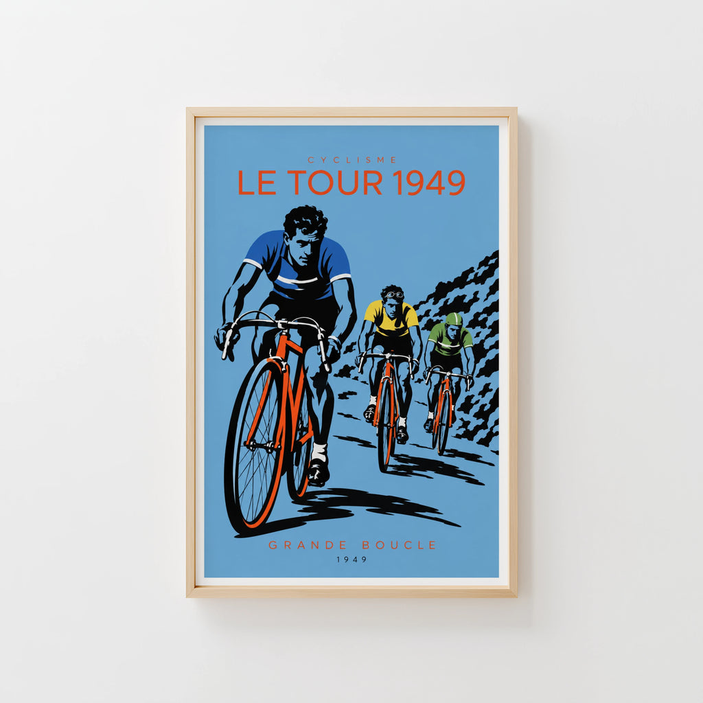 Vintage Tour de France Poster, Cyclists Wall Art, Bike Print