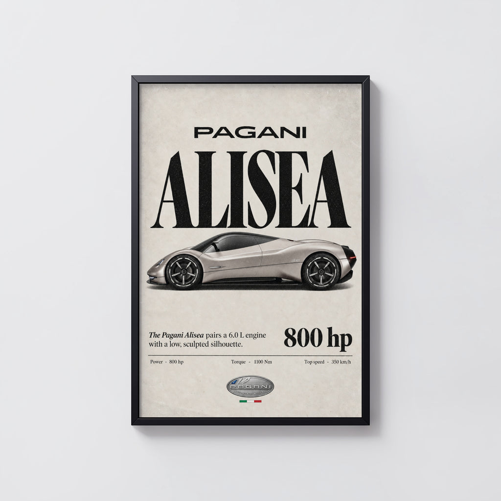 Vintage Pagani Alisea Print, Car Poster, Supercar Wall Art