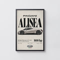 Vintage Pagani Alisea Print, Car Poster, Supercar Wall Art