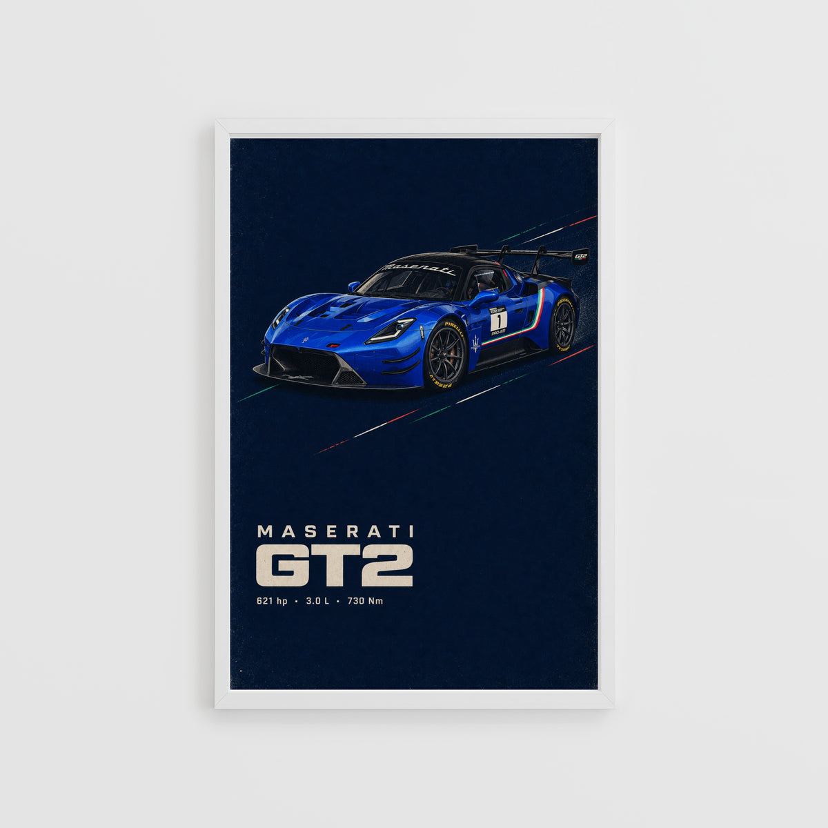 Vintage Maserati GT2 Print, Race Car Wall Art