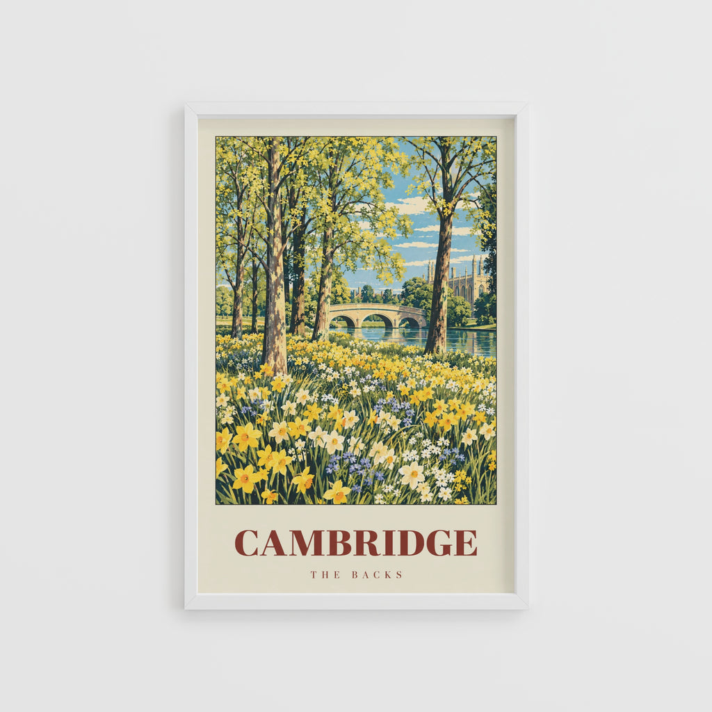 Vintage Cambridge Poster, The Backs Print, Spring Wall Art