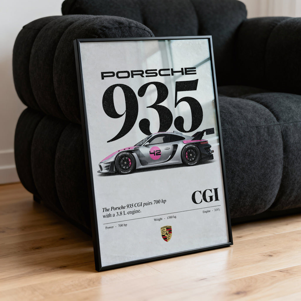 Vintage Porsche 935 Print, Racing Car Wall Art