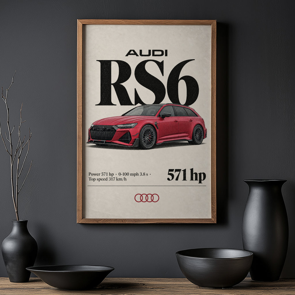 Vintage Audi RS6 Avant Print, Car Wall Art