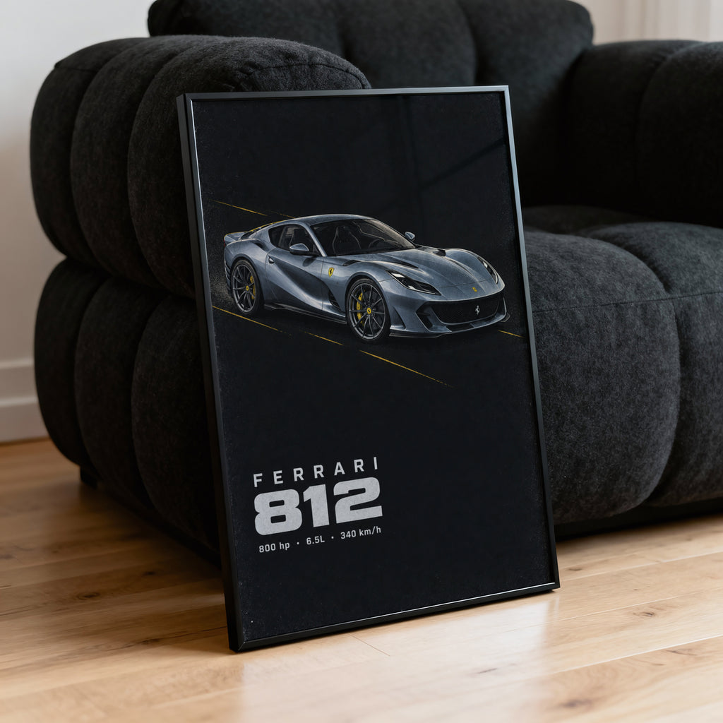 Vintage Ferrari 812 Print, Supercar Wall Art