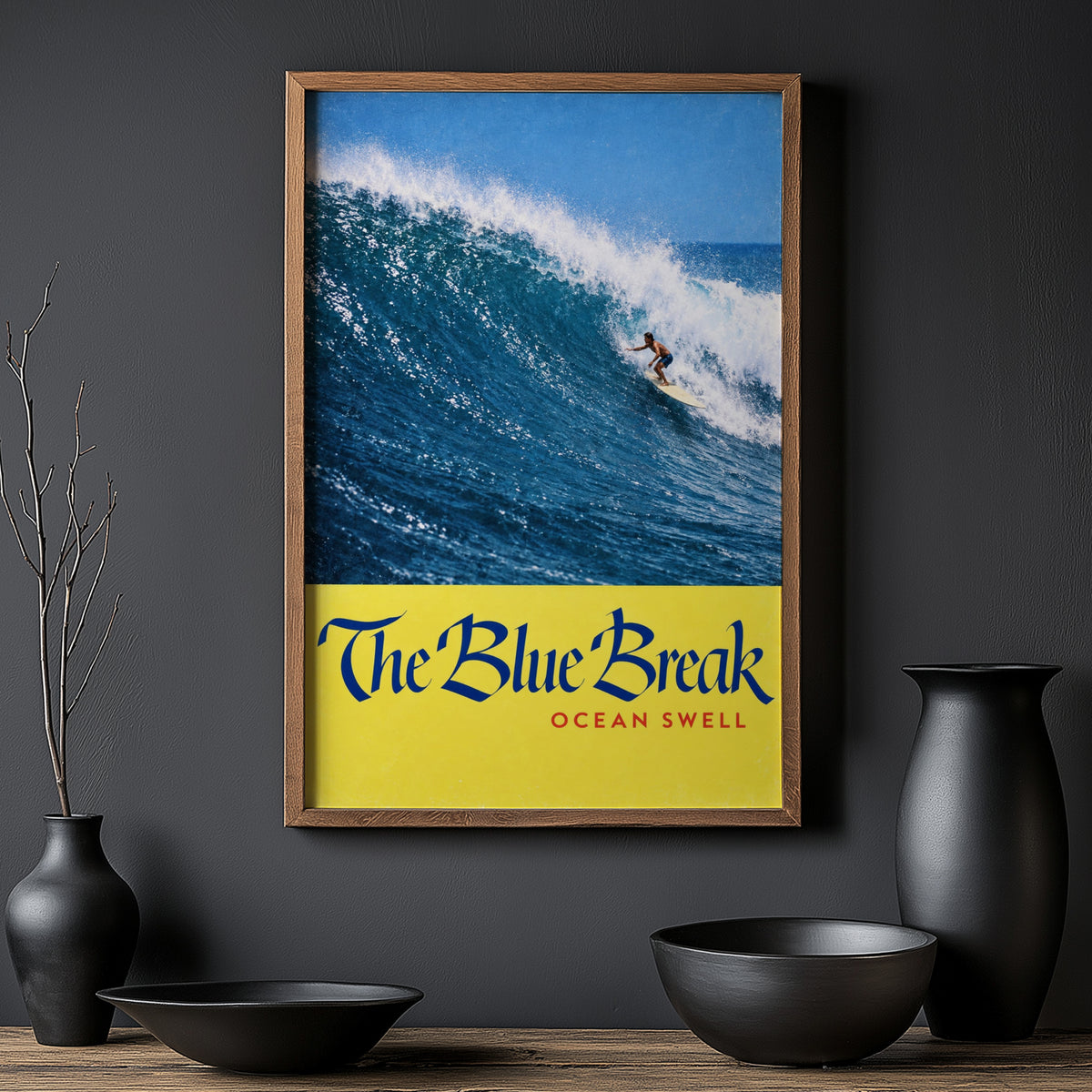 Vintage Surf Poster Print, Ocean Wave Wall Art