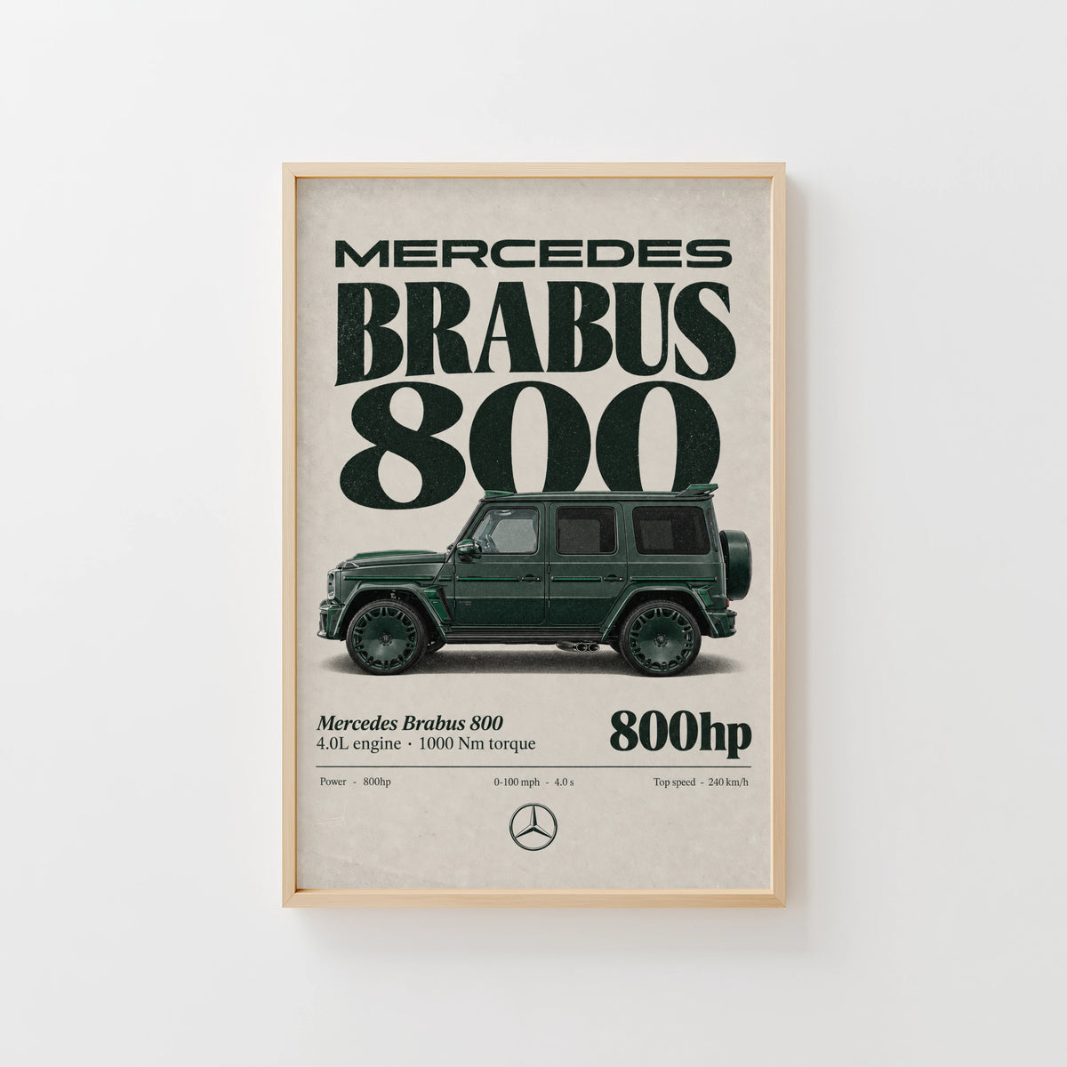 Vintage Mercedes Brabus 800 Print, Car Poster Wall Art