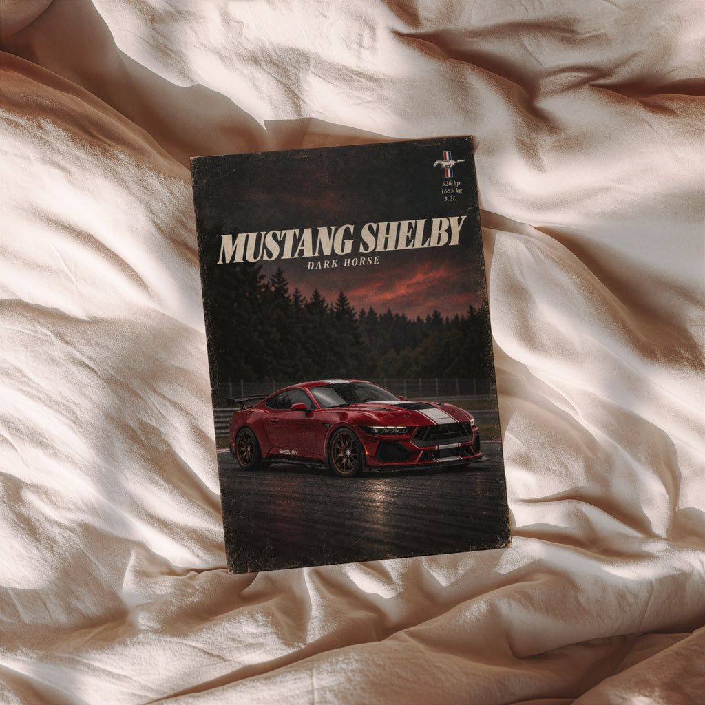 Vintage Mustang Shelby Dark Horse Print, Car Wall Art