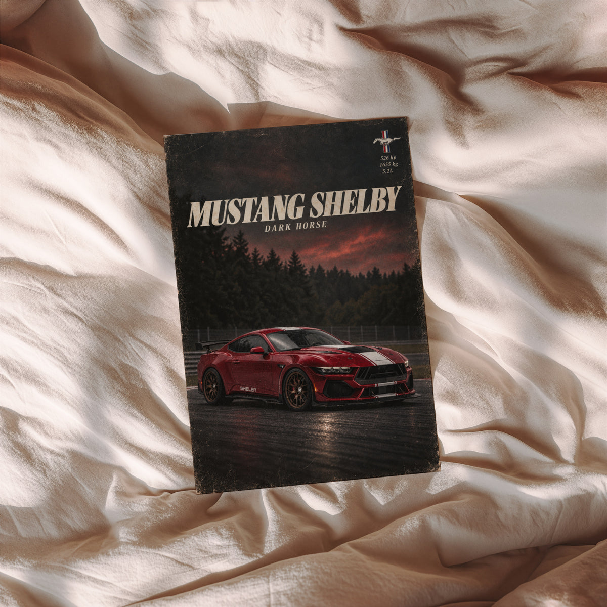 Vintage Mustang Shelby Dark Horse Print, Car Wall Art