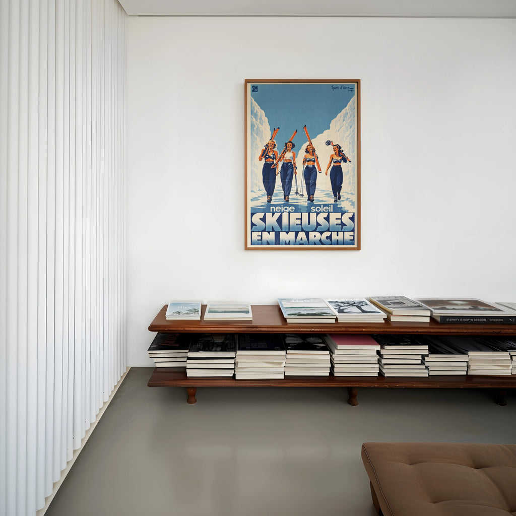 Vintage 1948 Ski Print, Skieuses En Marche Poster