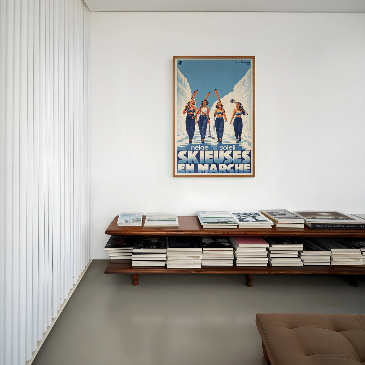 Vintage 1948 Ski Print, Skieuses En Marche Poster