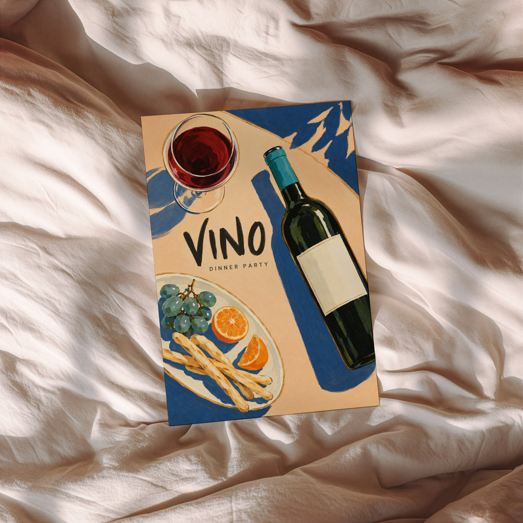 Vintage Wine Print Poster, Kitchen Wall Art, Vino
