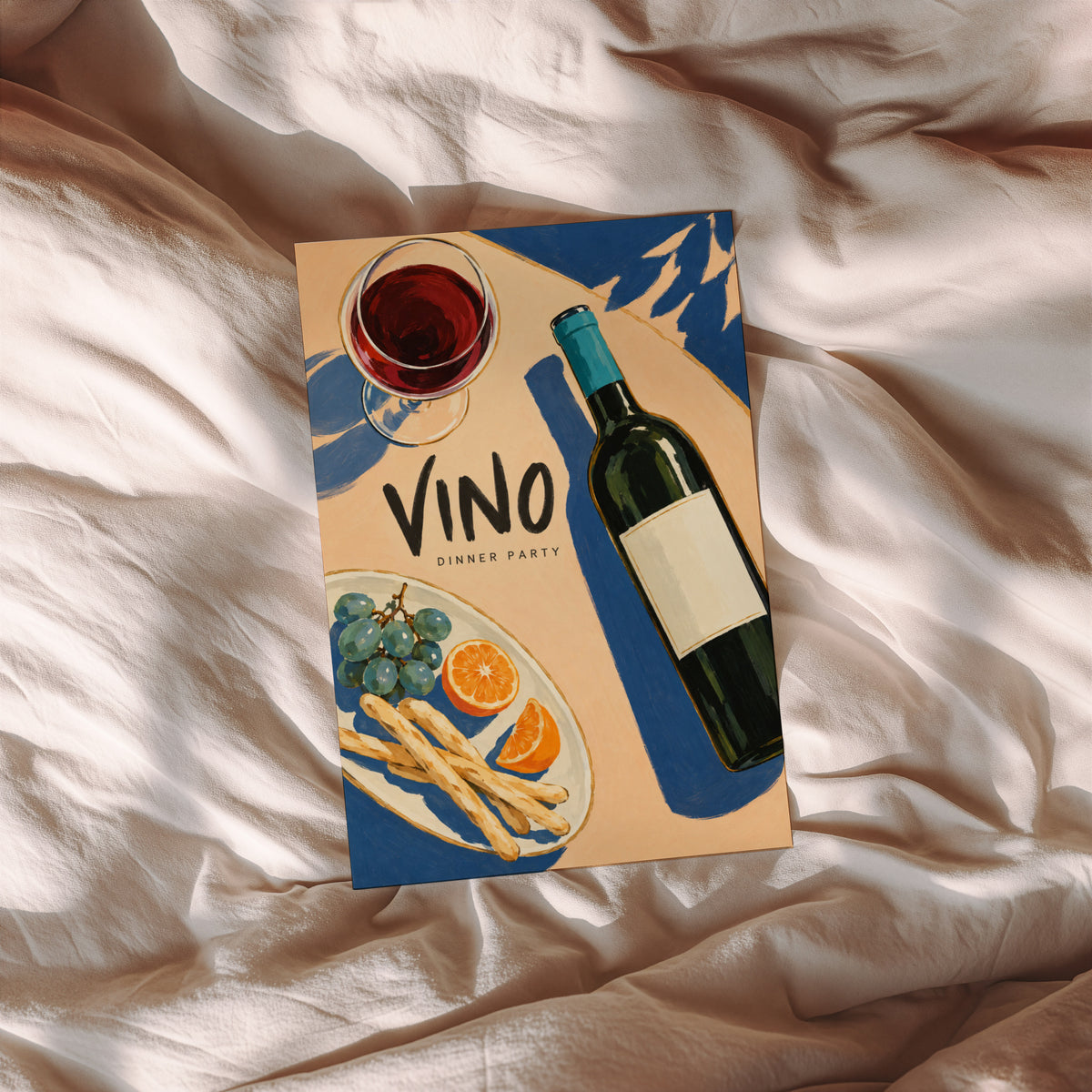 Vintage Wine Print Poster, Kitchen Wall Art, Vino