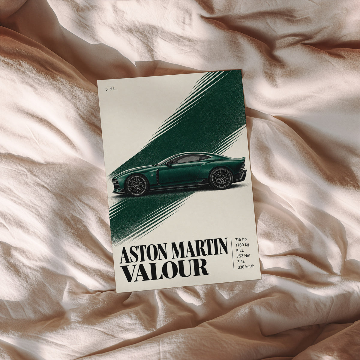 Vintage Aston Martin Valour Print, Green Car Art