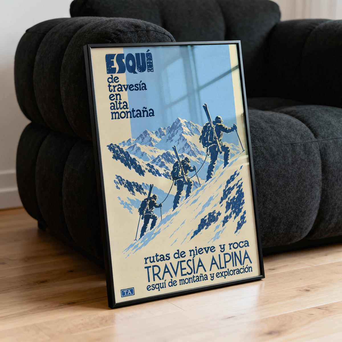 Vintage Ski Touring Alpine Print, Mountain Climbing Poster