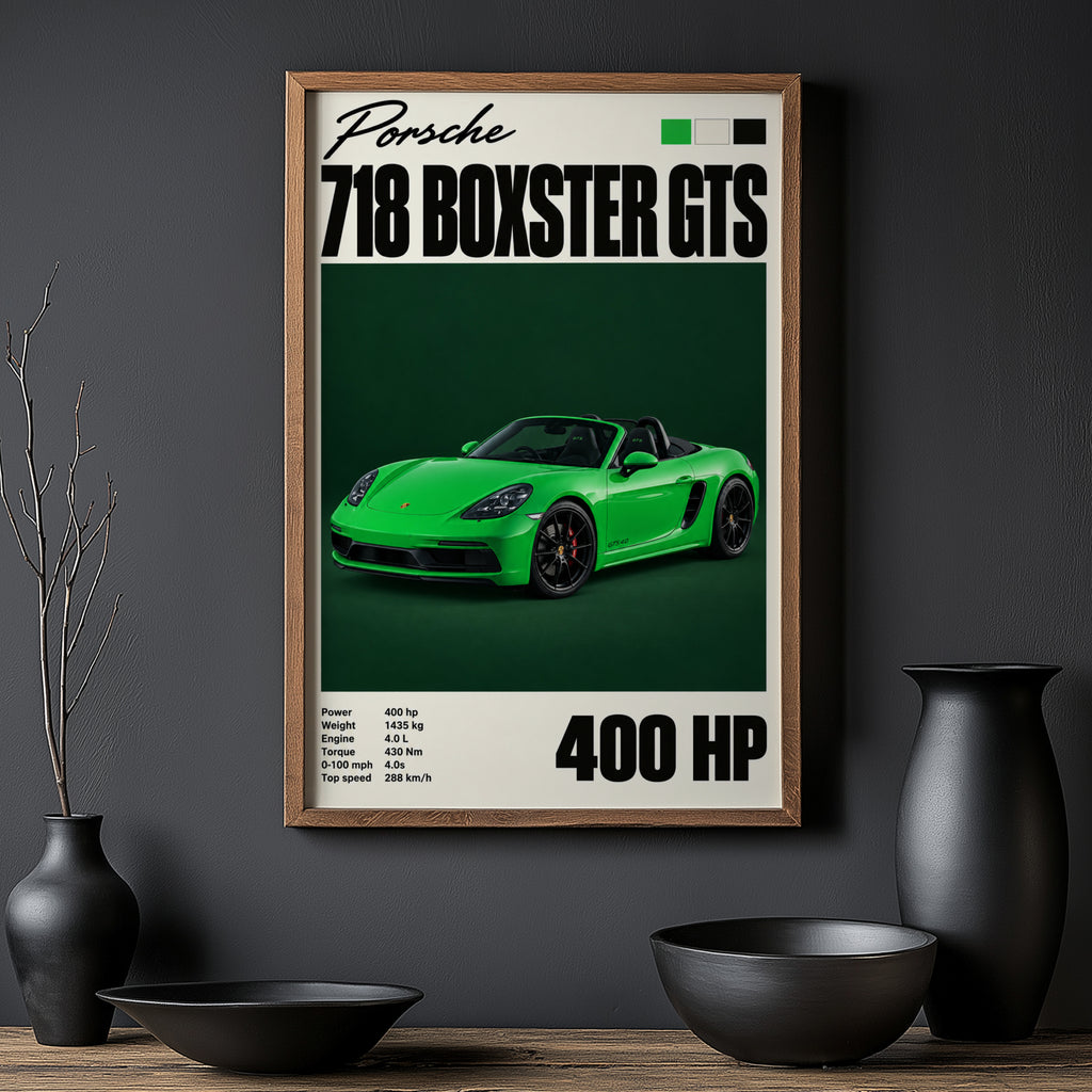 Vintage Porsche 718 Boxster GTS Print, Car Wall Art