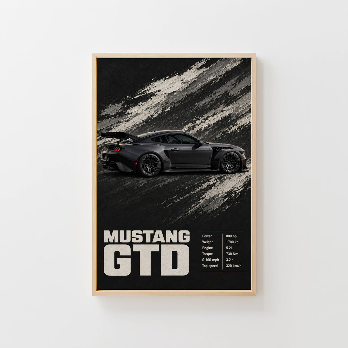 Vintage Mustang GTD Print, Muscle Car Wall Art
